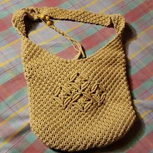 100% cotton macrame shoulder bag.